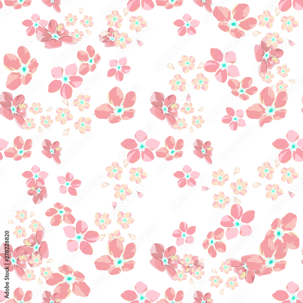 gentle little flowers and petals flying aside the botanical pattern of small colored wildflowers gentle little flowers and petals flying aside the botanical pattern of small colored wildflowers