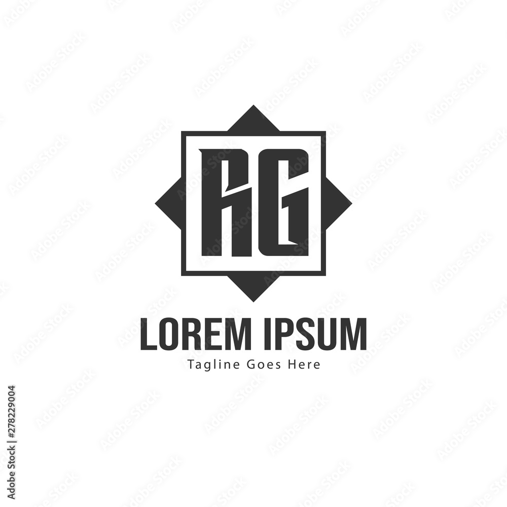 Fototapeta premium Initial RG logo template with modern frame. Minimalist RG letter logo vector illustration