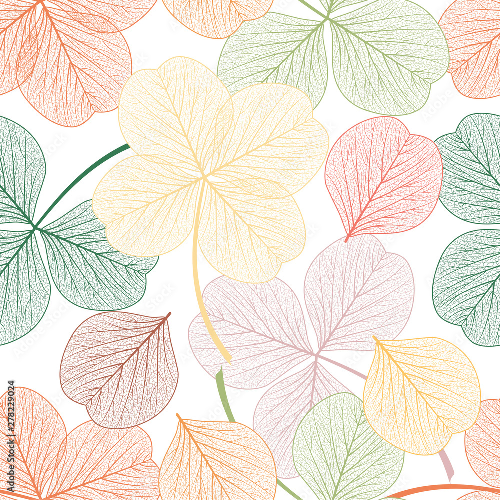 Seamless pattern with  clover leaves. Vector illustration.