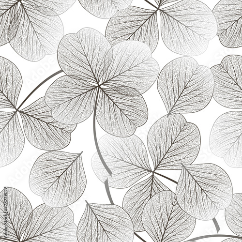 Seamless pattern with clover leaves. Vector illustration.