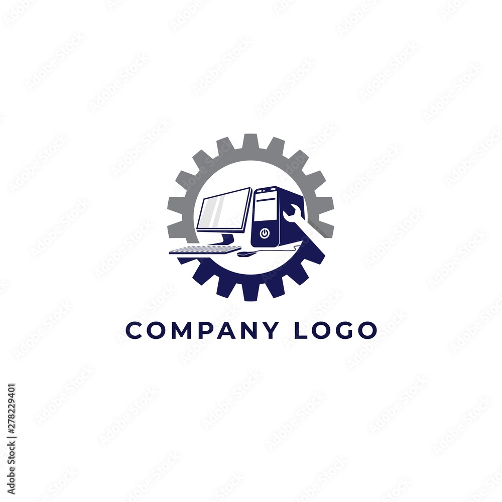 computer service logo vector icon ilustration Stock Vector | Adobe Stock