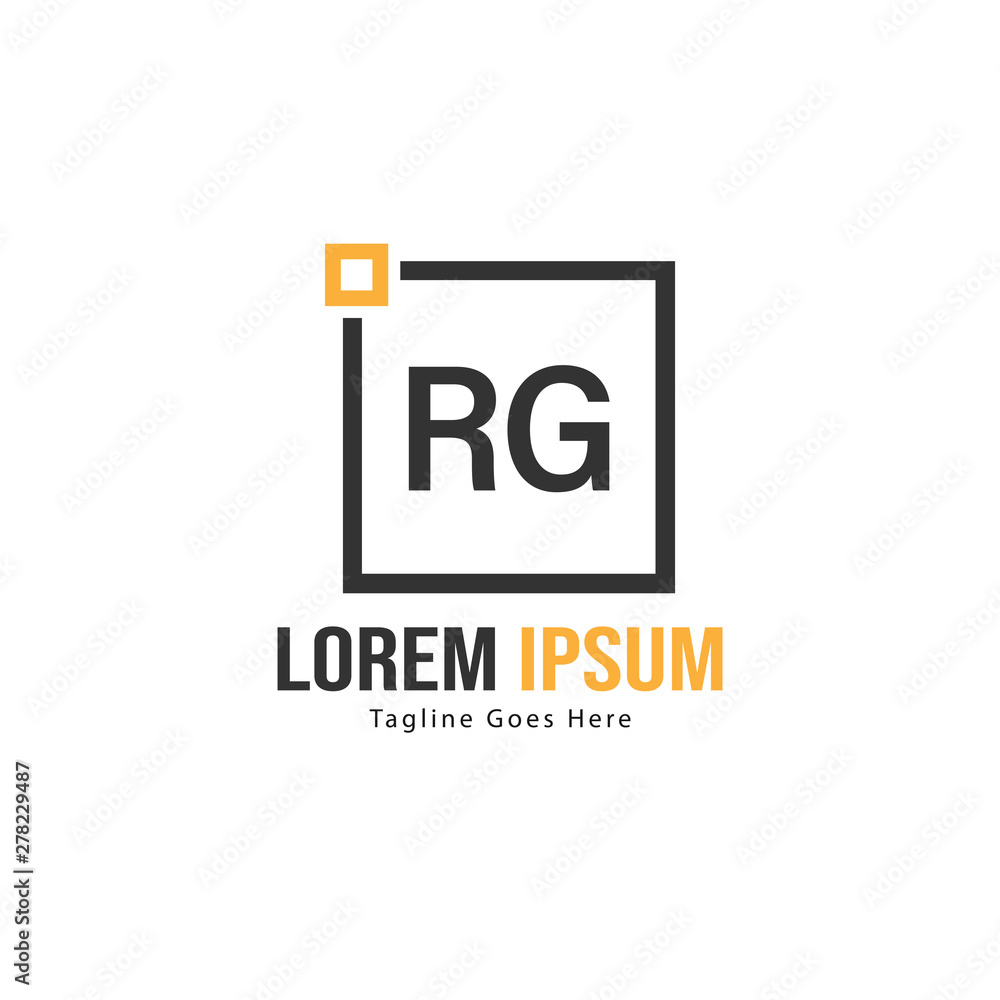 Fototapeta premium Initial RG logo template with modern frame. Minimalist RG letter logo vector illustration