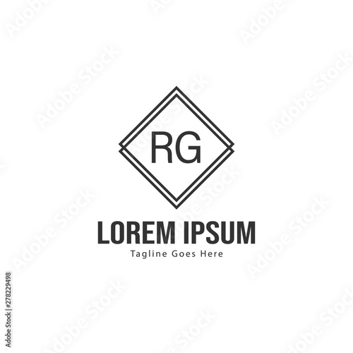 Initial RG logo template with modern frame. Minimalist RG letter logo vector illustration