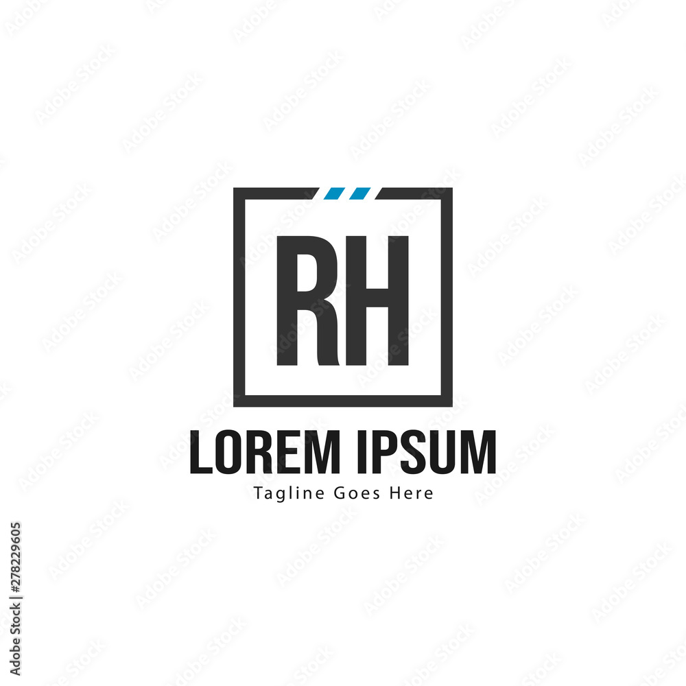 Initial RH logo template with modern frame. Minimalist RH letter logo vector illustration Initial RH logo template with modern frame. Minimalist RH letter logo vector illustration