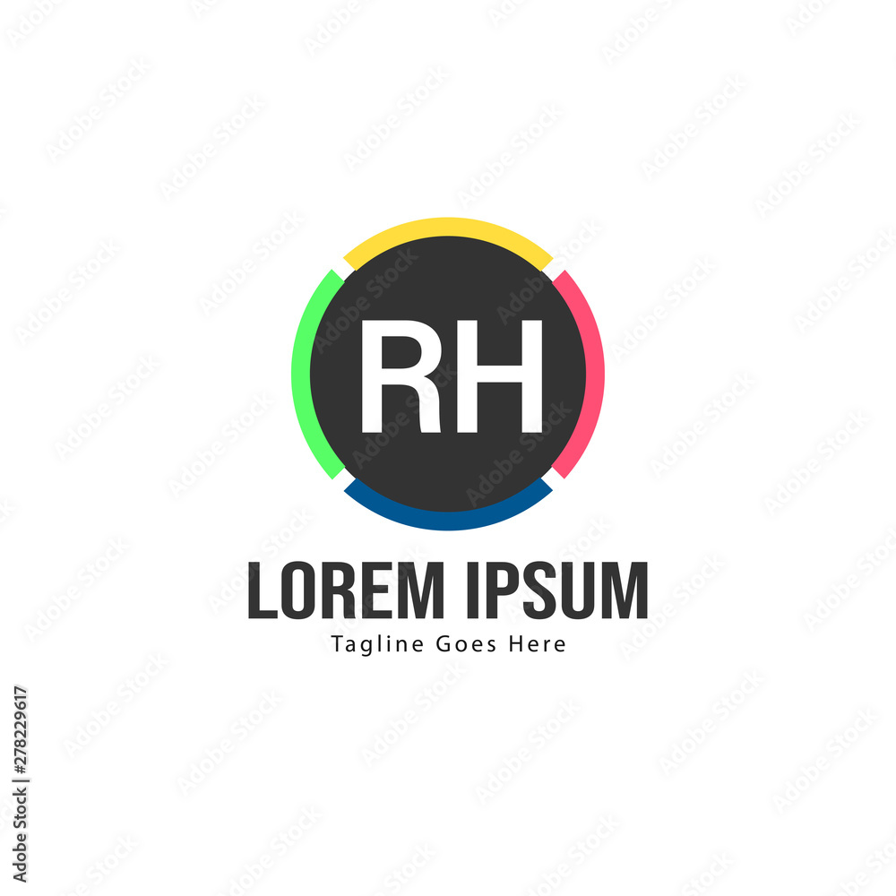 Fototapeta premium Initial RH logo template with modern frame. Minimalist RH letter logo vector illustration