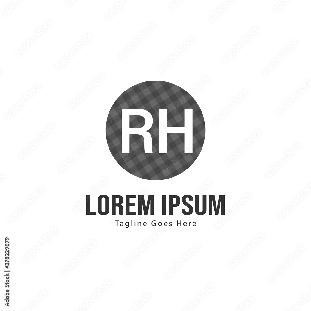 Initial RH logo template with modern frame. Minimalist RH letter logo vector illustration Initial RH logo template with modern frame. Minimalist RH letter logo vector illustration