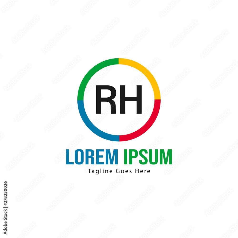 Initial RH logo template with modern frame. Minimalist RH letter logo vector illustration Initial RH logo template with modern frame. Minimalist RH letter logo vector illustration