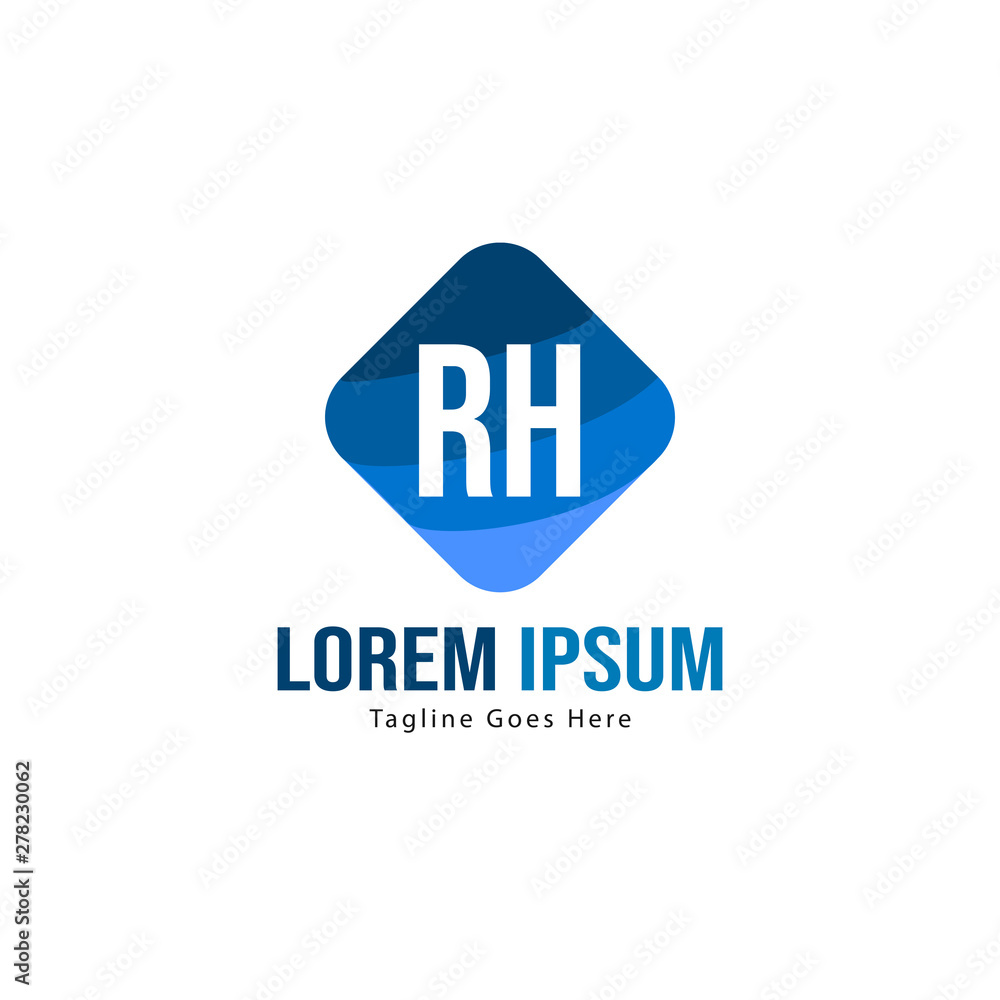 Initial RH logo template with modern frame. Minimalist RH letter logo vector illustration Initial RH logo template with modern frame. Minimalist RH letter logo vector illustration