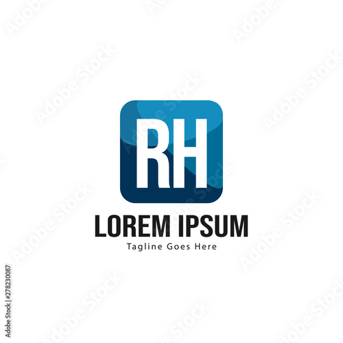 Initial RH logo template with modern frame. Minimalist RH letter logo vector illustration