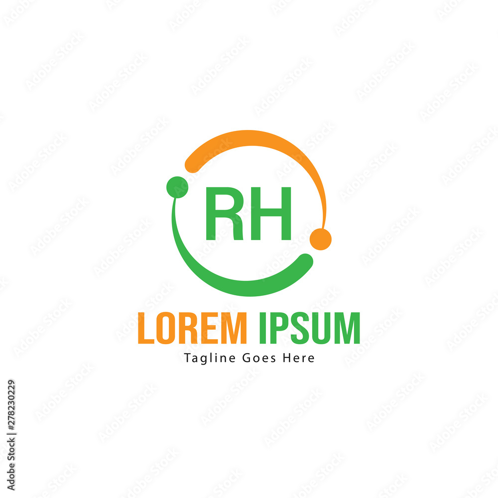 Initial RH logo template with modern frame. Minimalist RH letter logo vector illustration Initial RH logo template with modern frame. Minimalist RH letter logo vector illustration