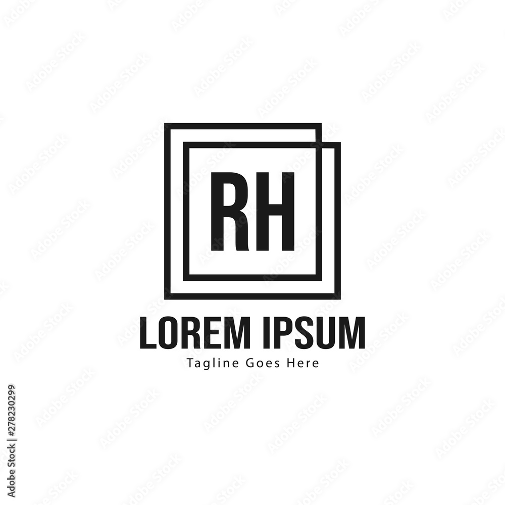 Initial RH logo template with modern frame. Minimalist RH letter logo vector illustration Initial RH logo template with modern frame. Minimalist RH letter logo vector illustration