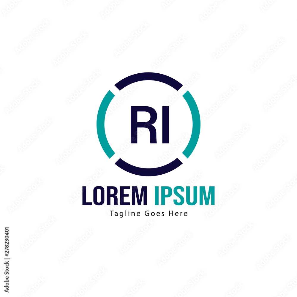 Initial RI logo template with modern frame. Minimalist RI letter logo vector illustration Initial RI logo template with modern frame. Minimalist RI letter logo vector illustration