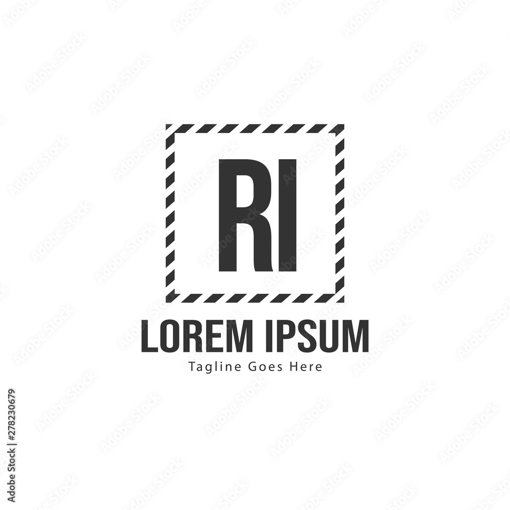 Fototapeta premium Initial RI logo template with modern frame. Minimalist RI letter logo vector illustration