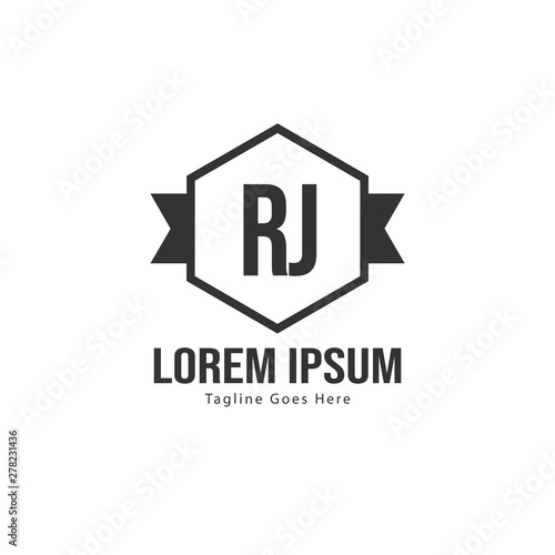 Initial RJ logo template with modern frame. Minimalist RJ letter logo vector illustration