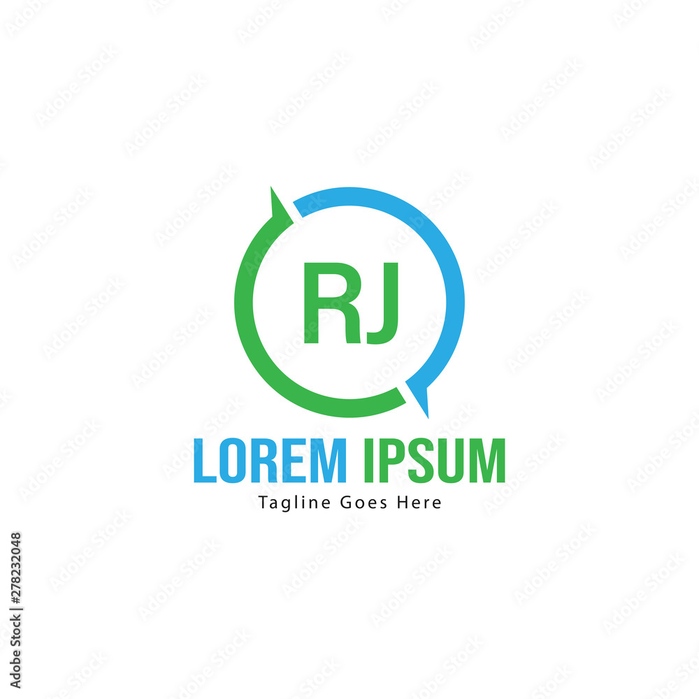 Initial RJ logo template with modern frame. Minimalist RJ letter logo vector illustration Initial RJ logo template with modern frame. Minimalist RJ letter logo vector illustration