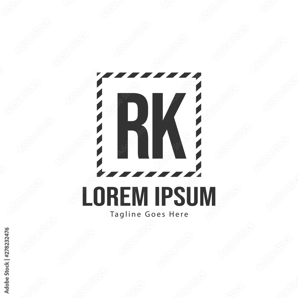 Fototapeta premium Initial RK logo template with modern frame. Minimalist RK letter logo vector illustration