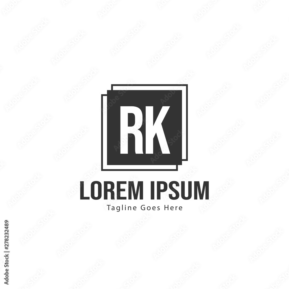 Obraz premium Initial RK logo template with modern frame. Minimalist RK letter logo vector illustration