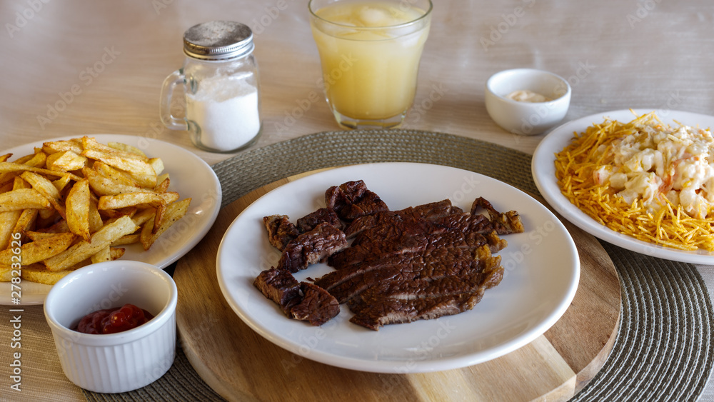 Alcatra Grelada com fritas