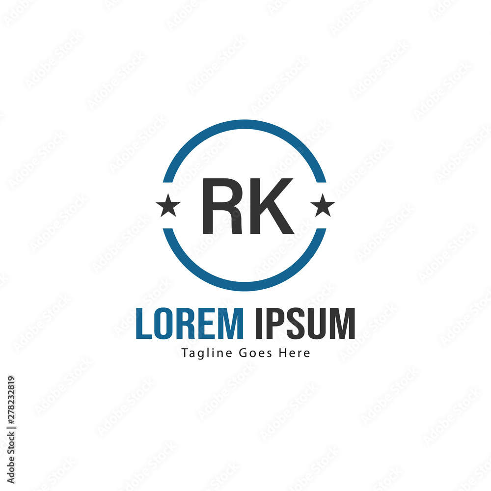 Initial RK logo template with modern frame. Minimalist RK letter logo vector illustration Initial RK logo template with modern frame. Minimalist RK letter logo vector illustration