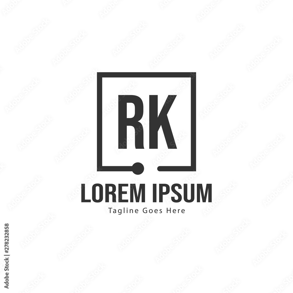 Obraz premium Initial RK logo template with modern frame. Minimalist RK letter logo vector illustration