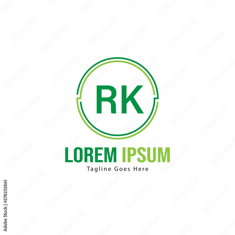 Initial RK logo template with modern frame. Minimalist RK letter logo vector illustration Initial RK logo template with modern frame. Minimalist RK letter logo vector illustration