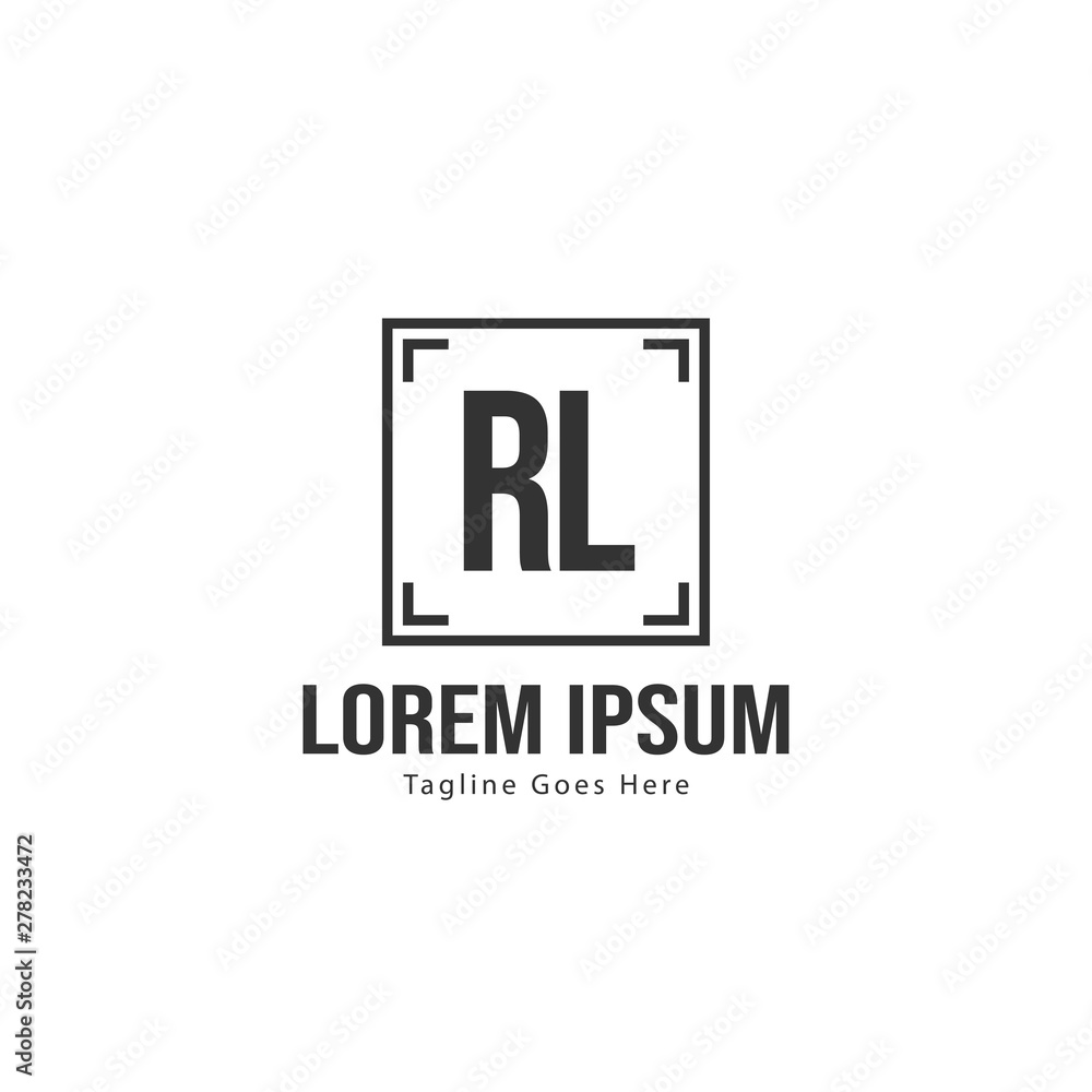 Initial RL logo template with modern frame. Minimalist RL letter logo vector illustration