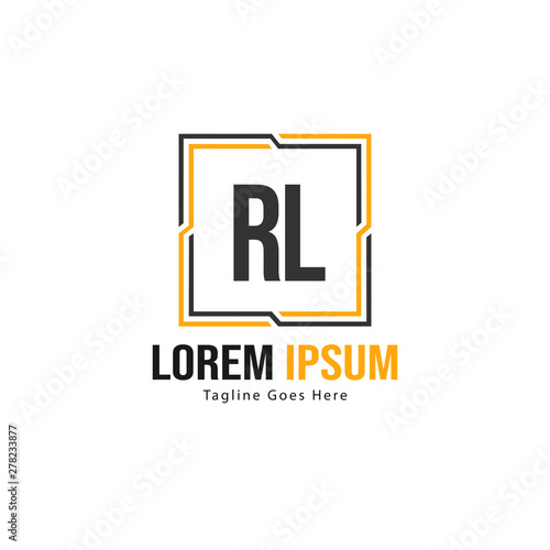 Initial RL logo template with modern frame. Minimalist RL letter logo vector illustration