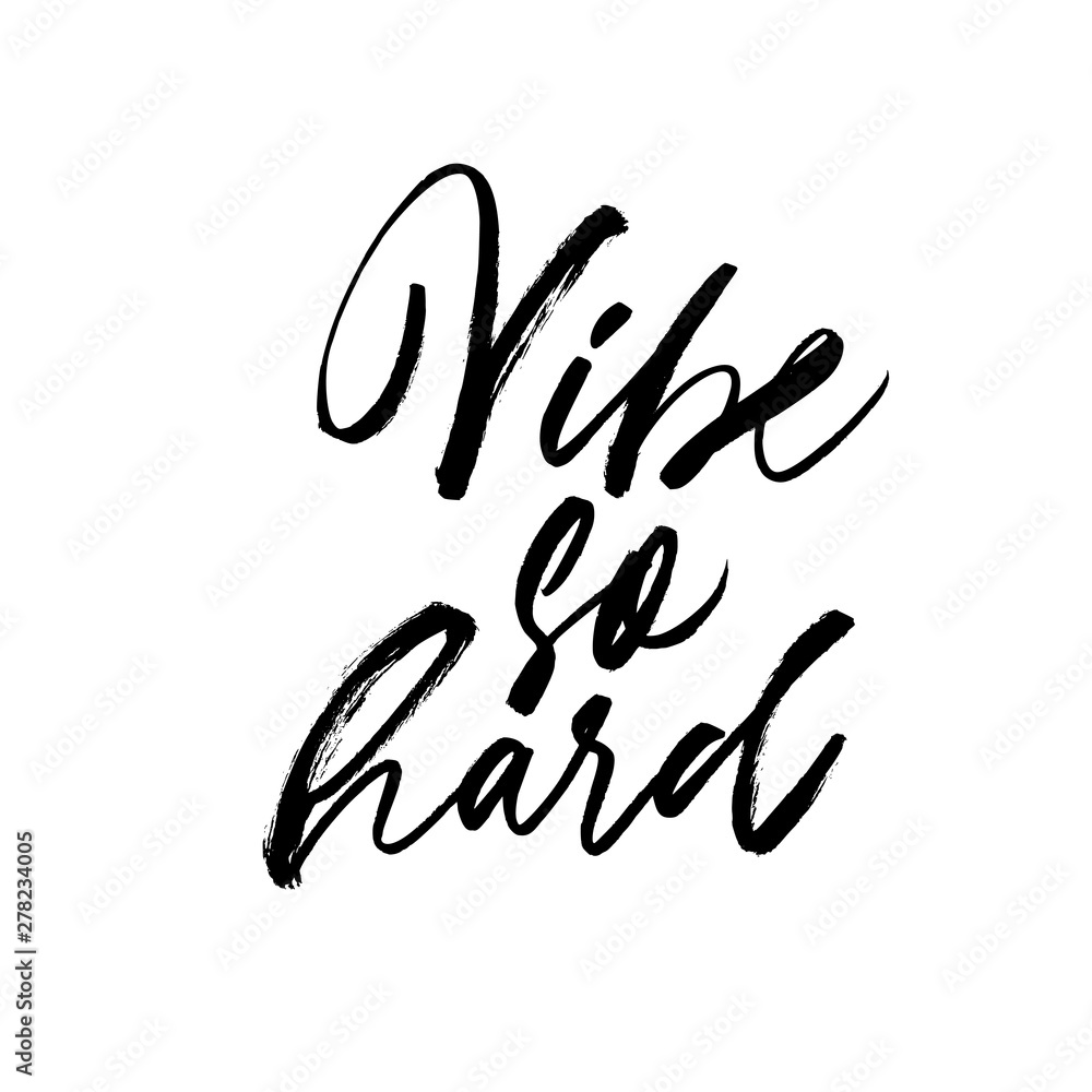 Vibe so hard ink pen vector lettering. Optimist phrase, hipster saying handwritten calligraphy. Vibe so hard ink pen vector lettering. Optimist phrase, hipster saying handwritten calligraphy.