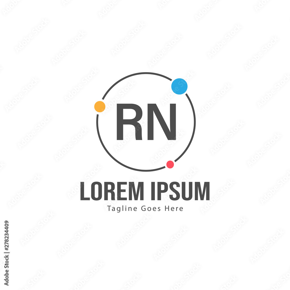 Initial RN logo template with modern frame. Minimalist RN letter logo vector illustration Initial RN logo template with modern frame. Minimalist RN letter logo vector illustration