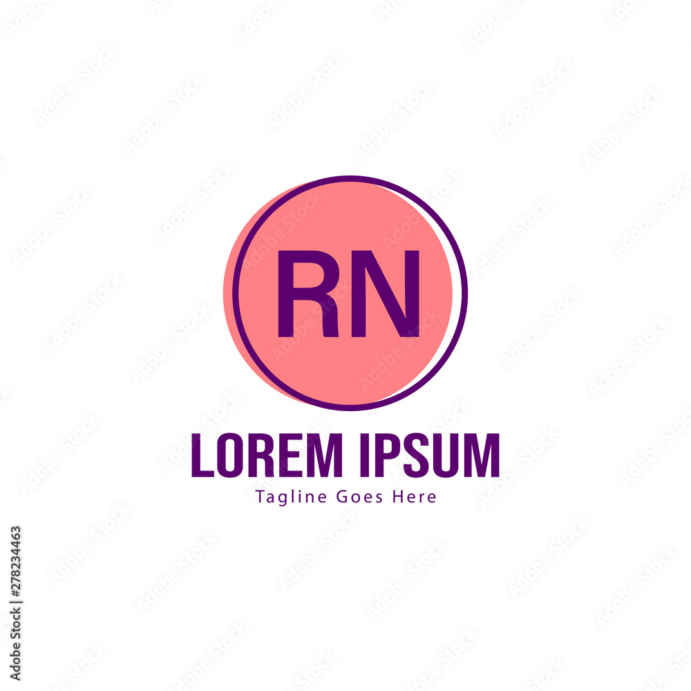 Initial RN logo template with modern frame. Minimalist RN letter logo vector illustration Initial RN logo template with modern frame. Minimalist RN letter logo vector illustration