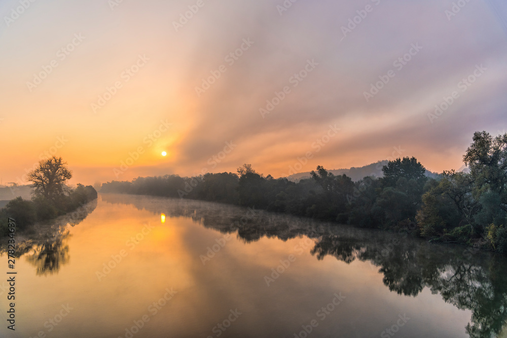 Morning sunrise near the river