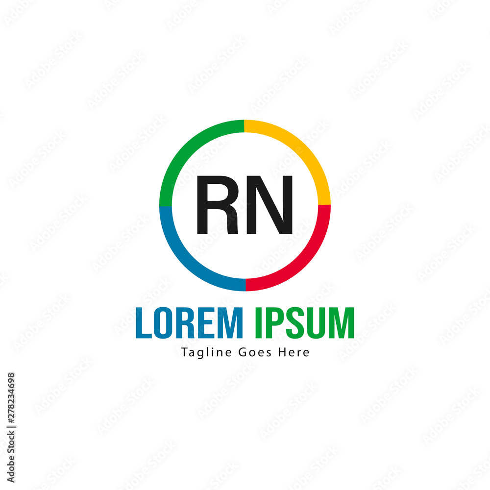 Initial RN logo template with modern frame. Minimalist RN letter logo vector illustration Initial RN logo template with modern frame. Minimalist RN letter logo vector illustration