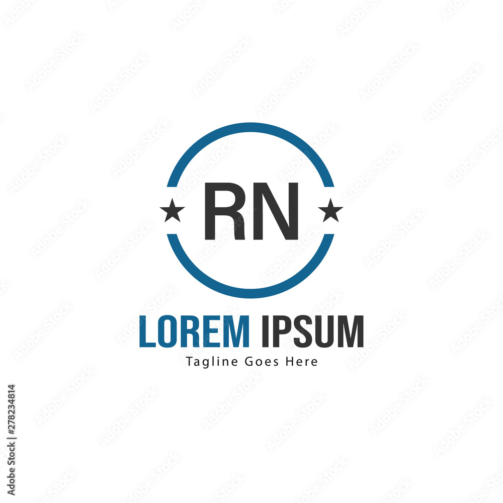 Initial RN logo template with modern frame. Minimalist RN letter logo vector illustration Initial RN logo template with modern frame. Minimalist RN letter logo vector illustration