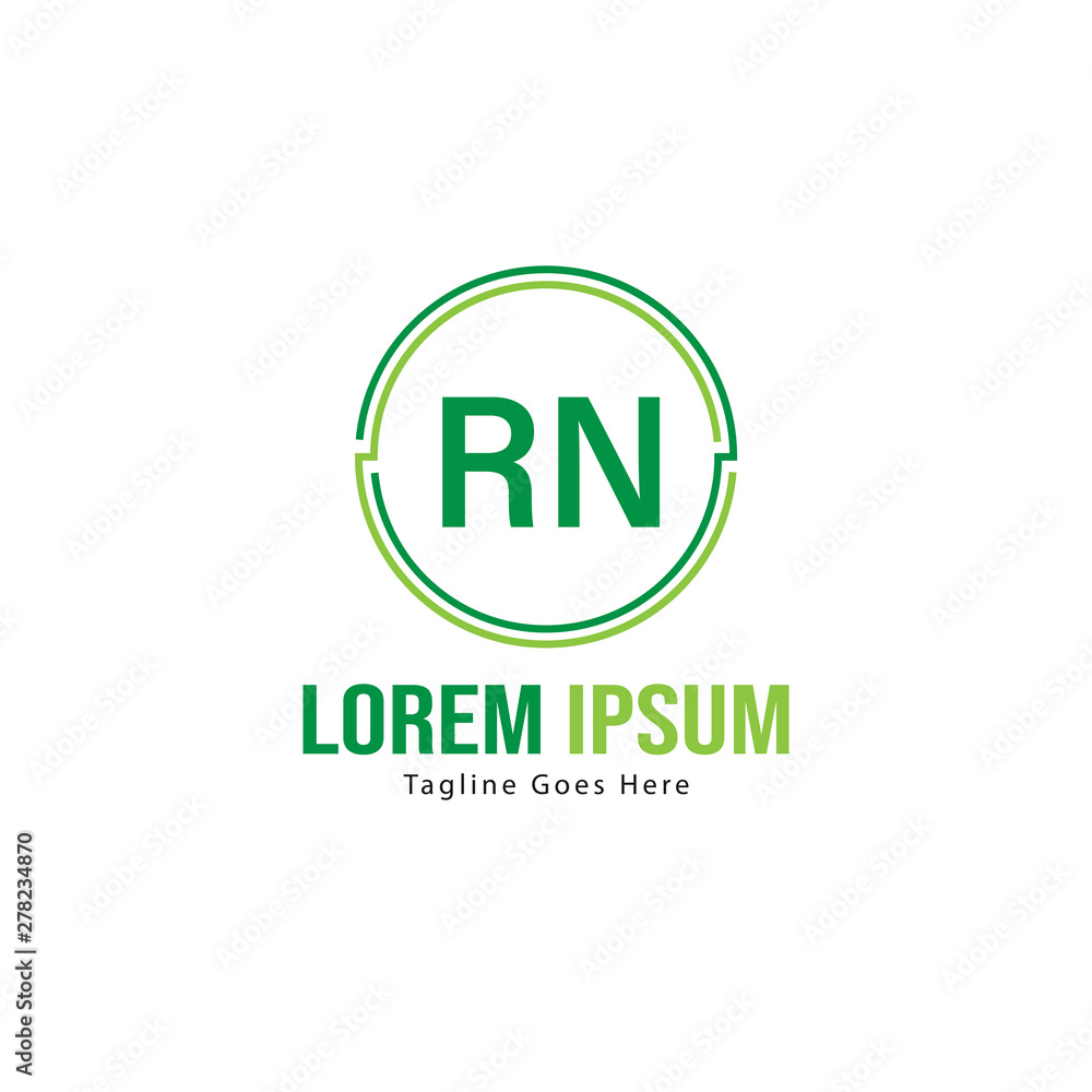 Initial RN logo template with modern frame. Minimalist RN letter logo vector illustration Initial RN logo template with modern frame. Minimalist RN letter logo vector illustration