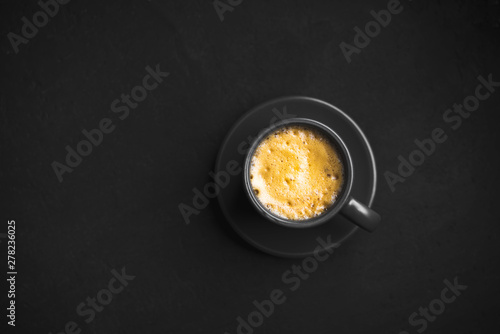 Single cup coffee , espresso on a dark table