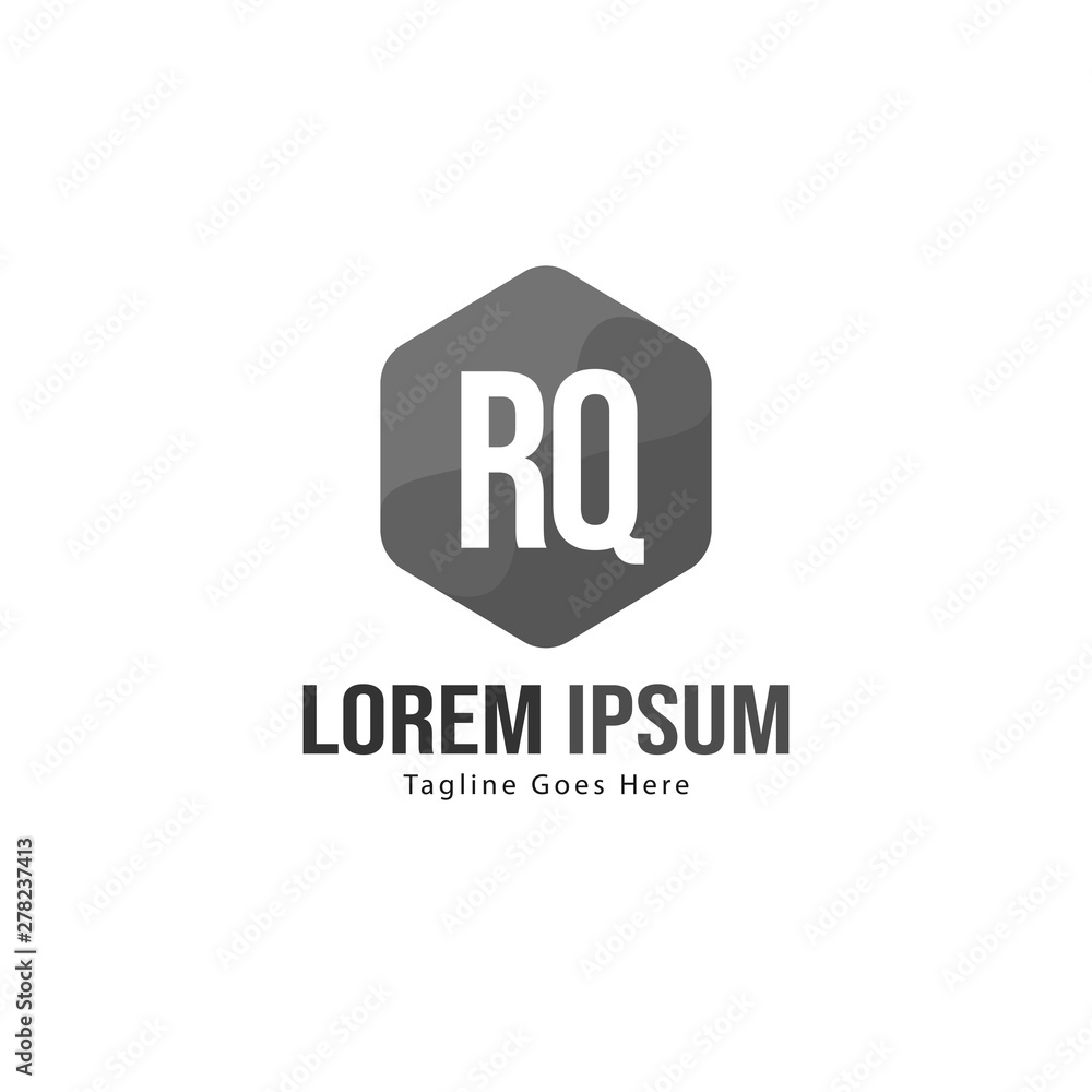 Initial RQ logo template with modern frame. Minimalist RQ letter logo vector illustration