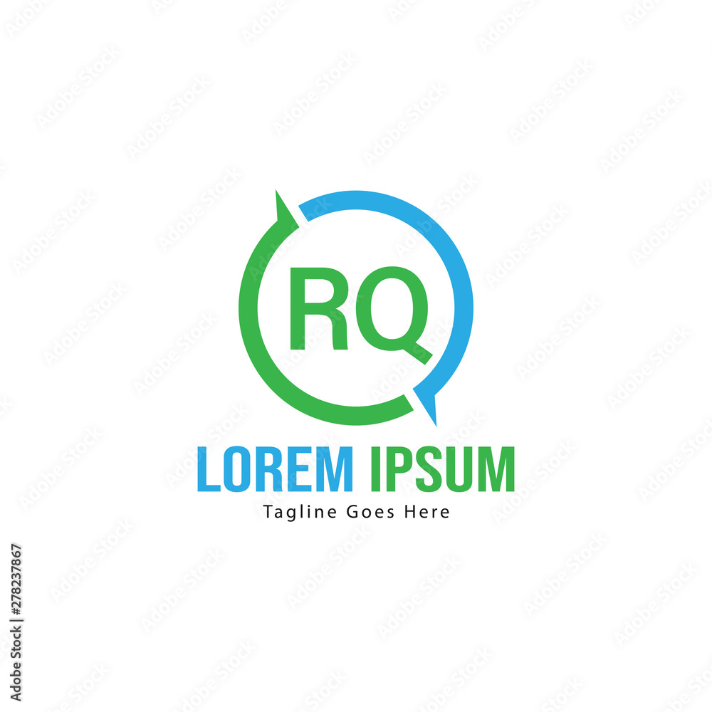 Initial RQ logo template with modern frame. Minimalist RQ letter logo vector illustration Initial RQ logo template with modern frame. Minimalist RQ letter logo vector illustration