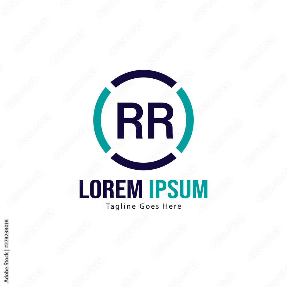 Initial RR logo template with modern frame. Minimalist RR letter logo vector illustration