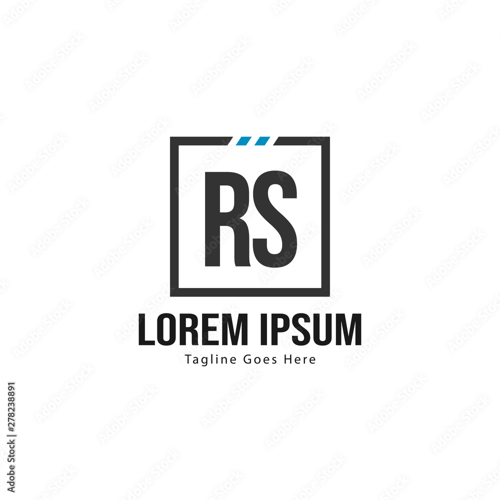 Initial RS logo template with modern frame. Minimalist RS letter logo vector illustration