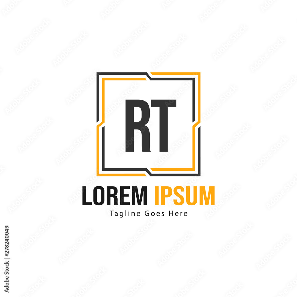 Initial RT logo template with modern frame. Minimalist RT letter logo vector illustration Initial RT logo template with modern frame. Minimalist RT letter logo vector illustration