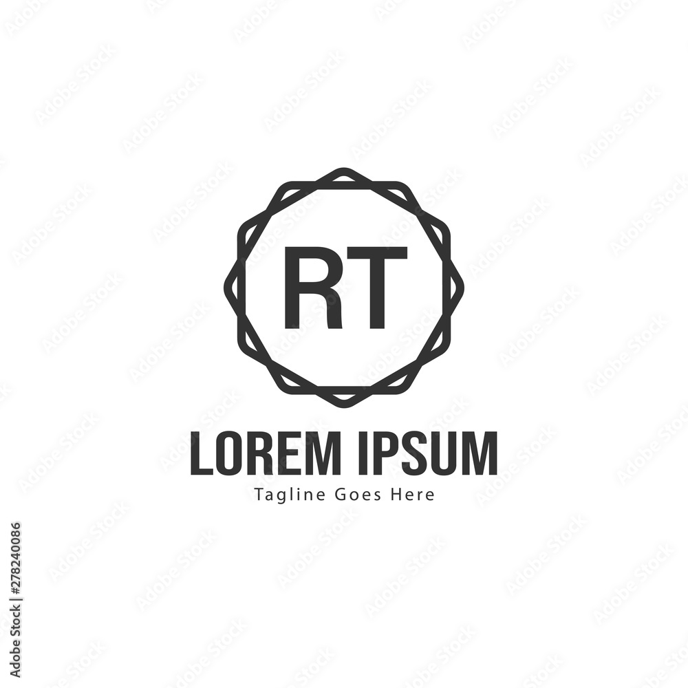 Fototapeta premium Initial RT logo template with modern frame. Minimalist RT letter logo vector illustration