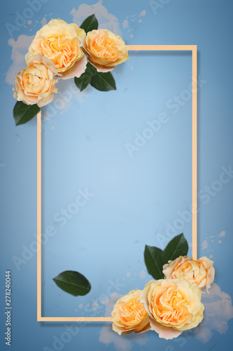 Greeting card with yellow roses
