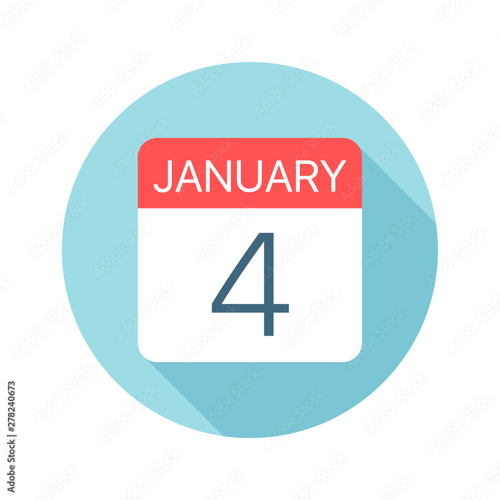 January 4 - Calendar Icon. Vector illustration of one day of month January 4 - Calendar Icon. Vector illustration of one day of month