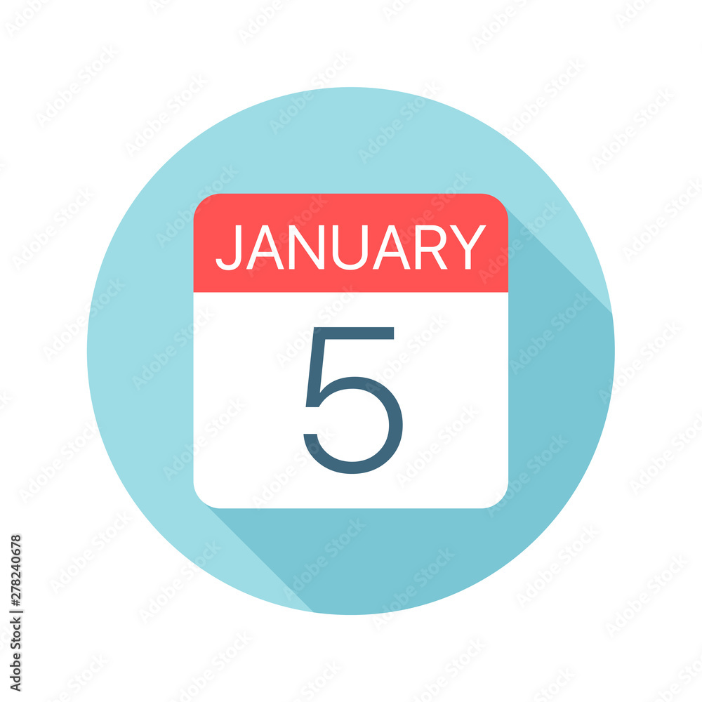 January 5 - Calendar Icon. Vector illustration of one day of month January 5 - Calendar Icon. Vector illustration of one day of month