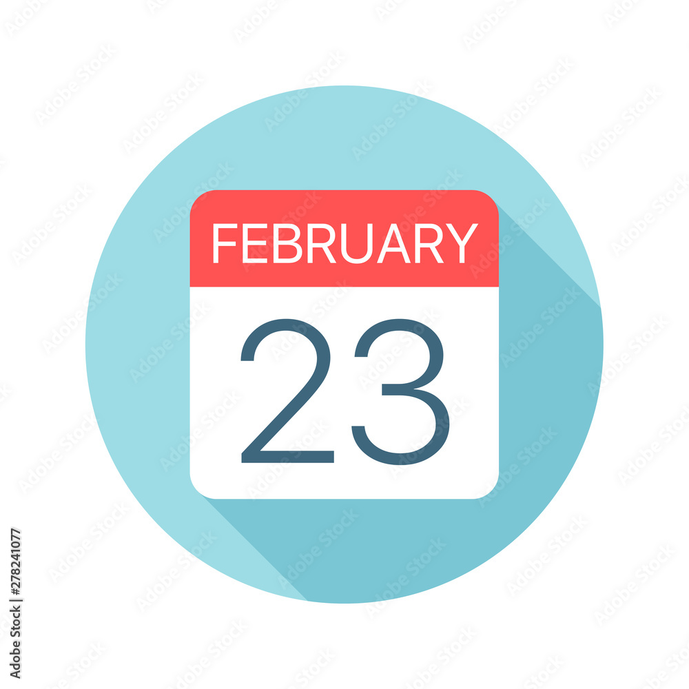 February 23 - Calendar Icon. Vector illustration of one day of month February 23 - Calendar Icon. Vector illustration of one day of month