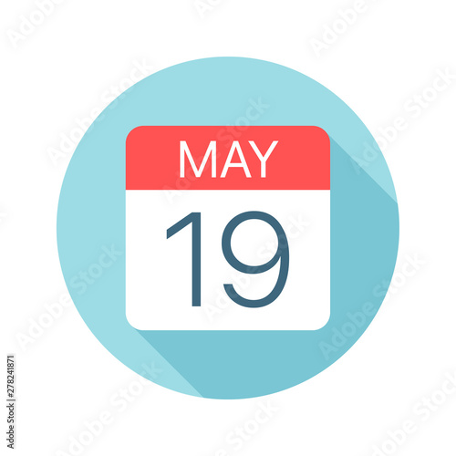 May 19 - Calendar Icon. Vector illustration of one day of month