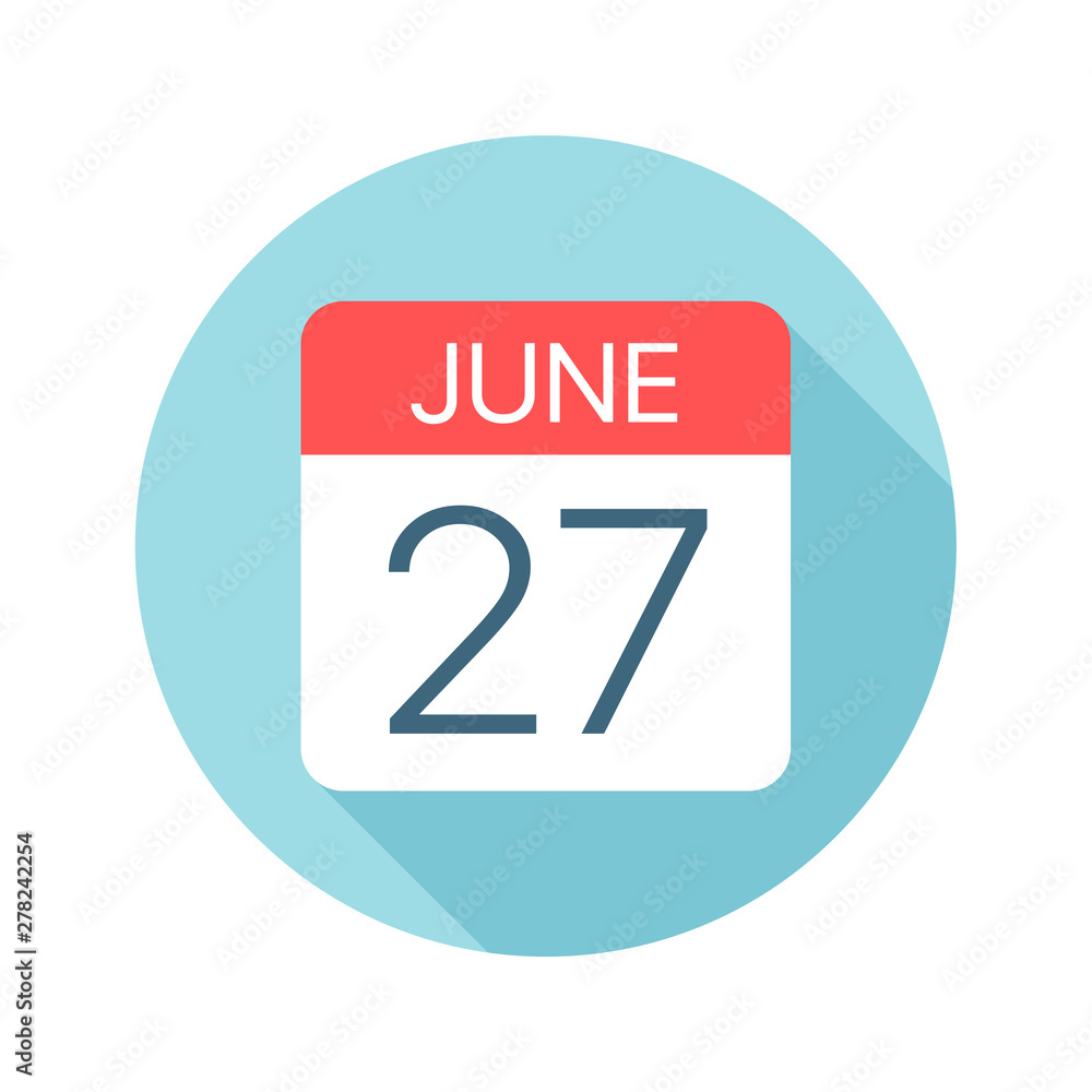 June 27 - Calendar Icon. Vector illustration of one day of month June 27 - Calendar Icon. Vector illustration of one day of month