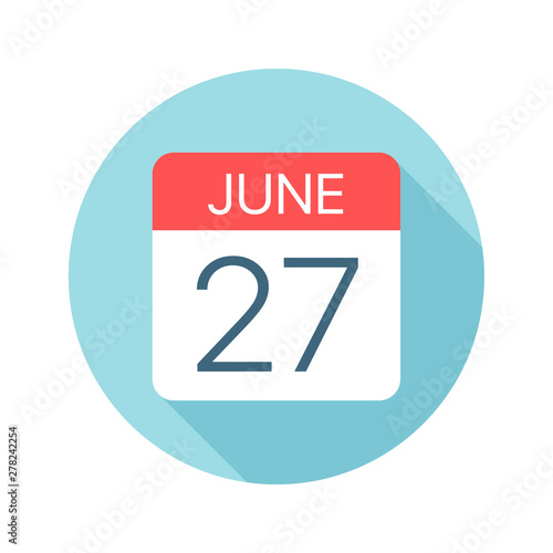 June 27 - Calendar Icon. Vector illustration of one day of month