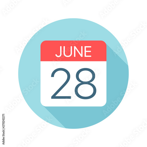 June 28 - Calendar Icon. Vector illustration of one day of month