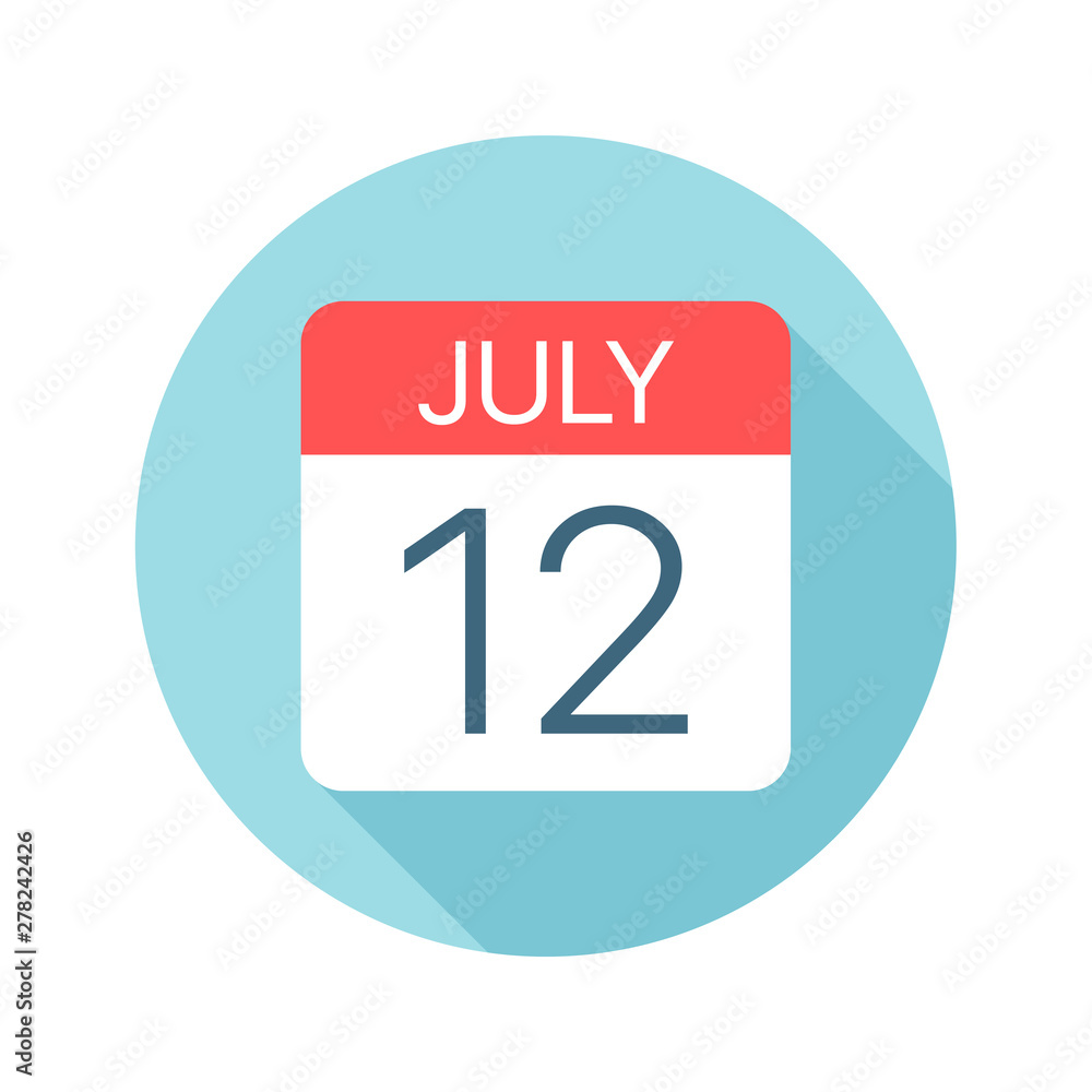 July 12 - Calendar Icon. Vector illustration of one day of month July 12 - Calendar Icon. Vector illustration of one day of month